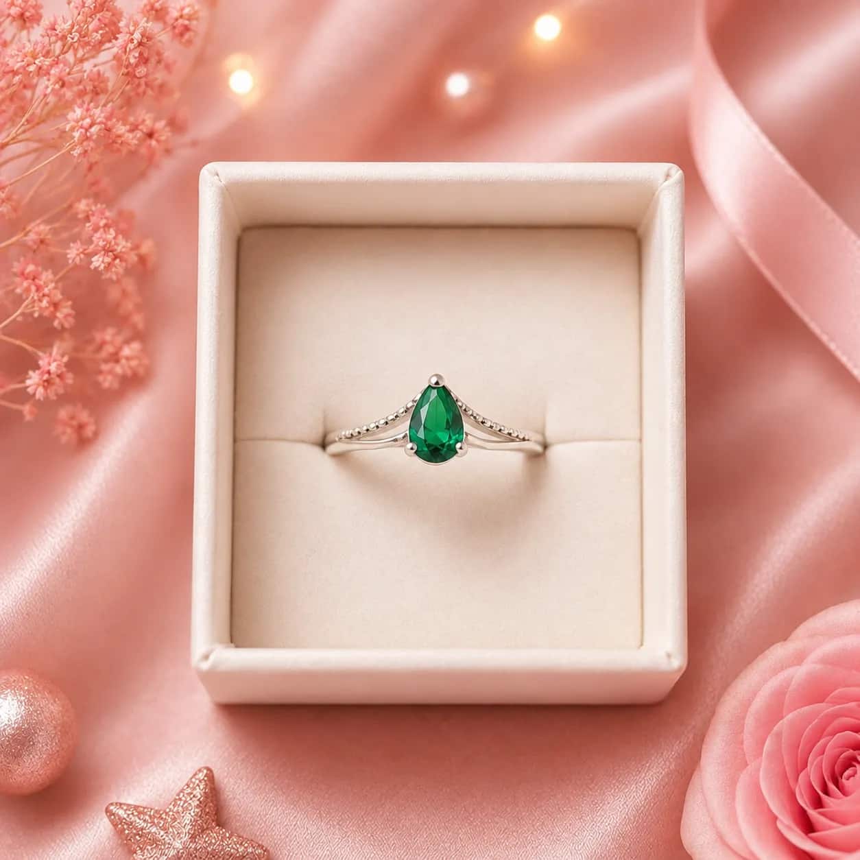 Anillo corte gota verde esmeralda 💚💍