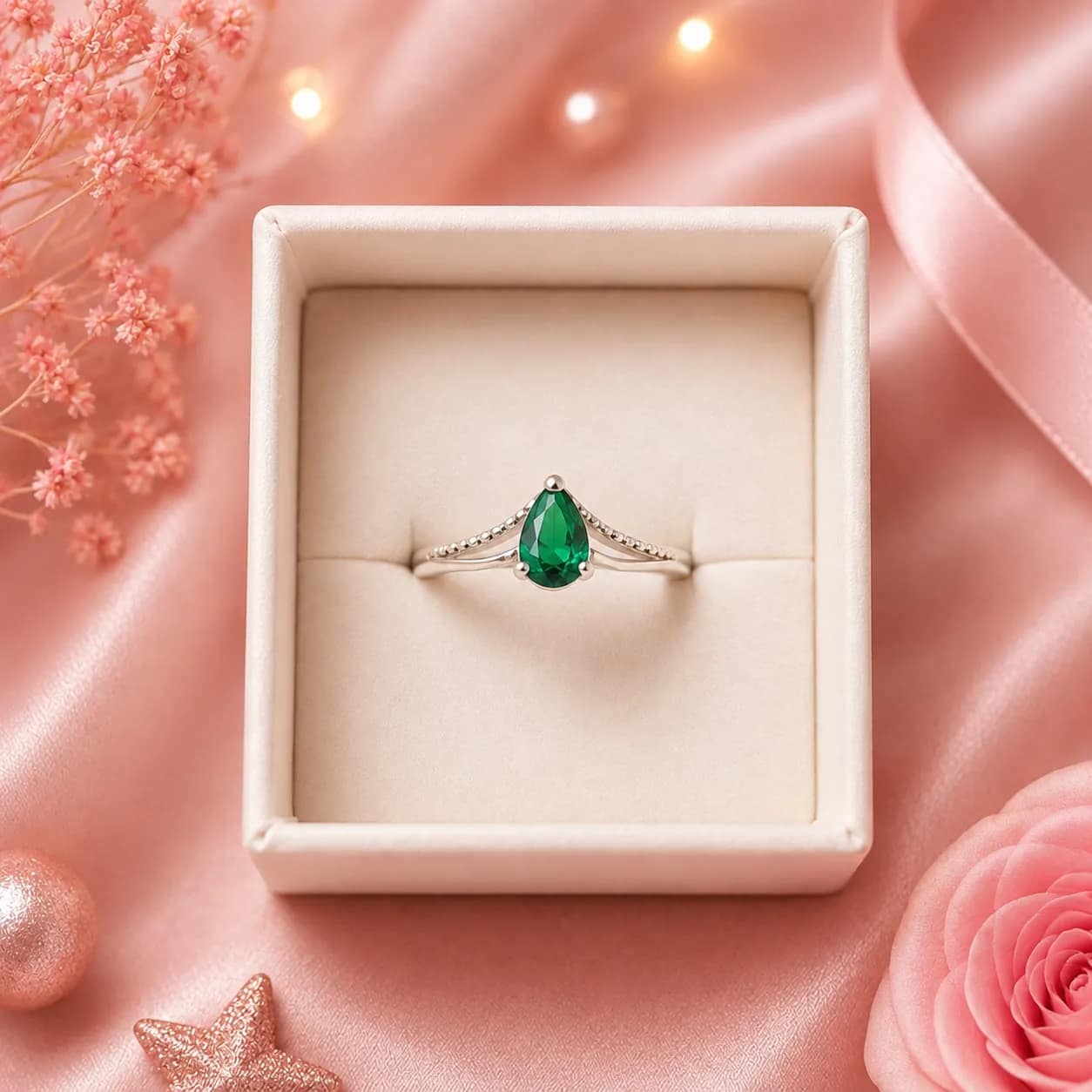 Anillo corte gota verde esmeralda 💚💍