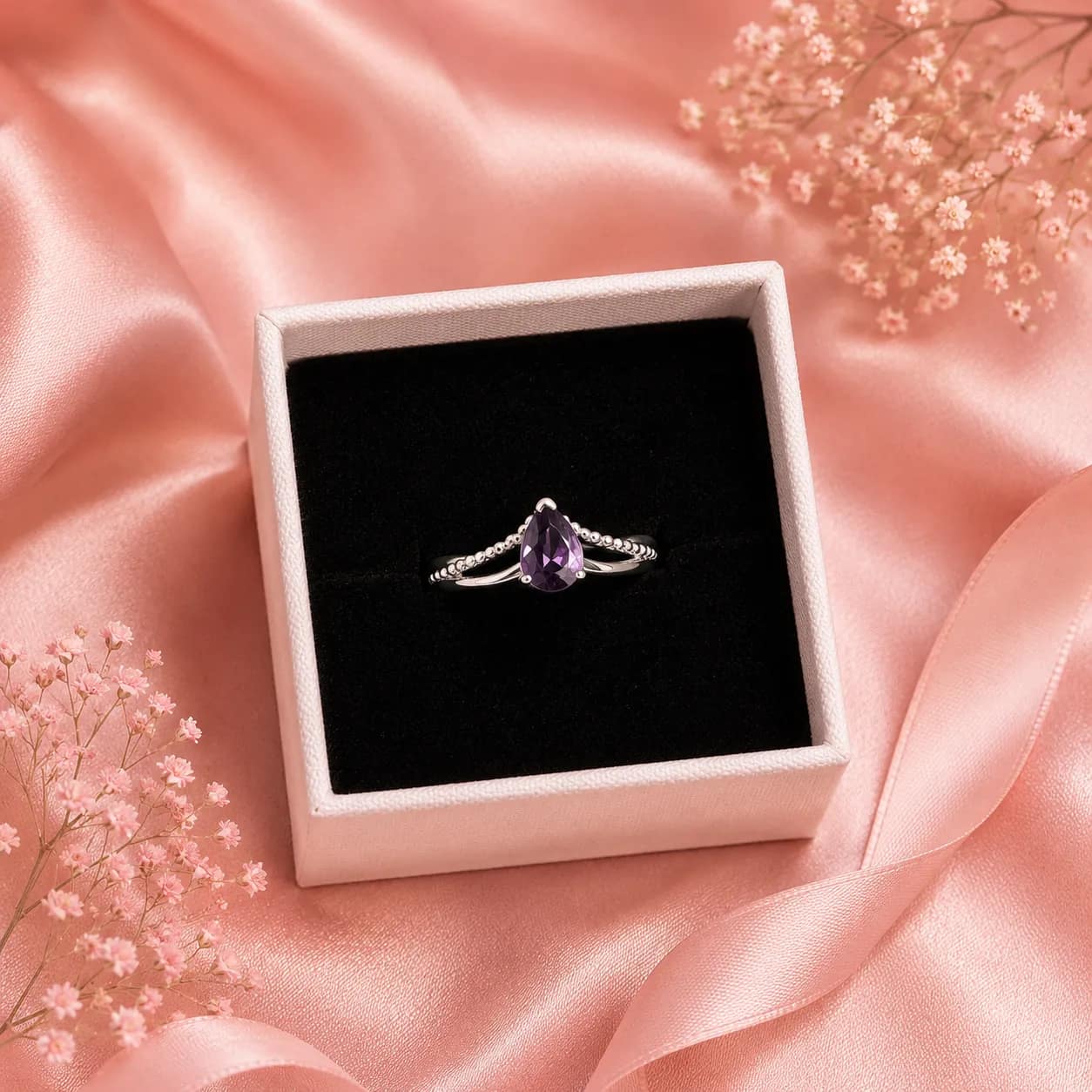 Anillo corte pera Lila 💜
