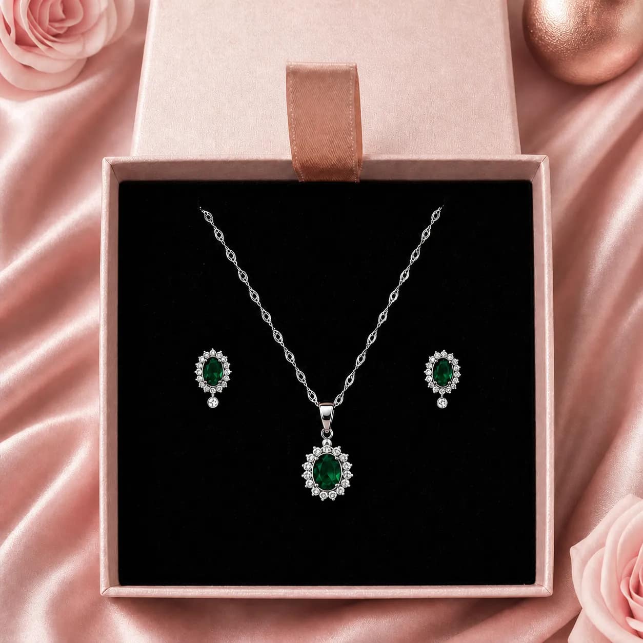 Conjunto Clásico Oval Esmeralda💚💎