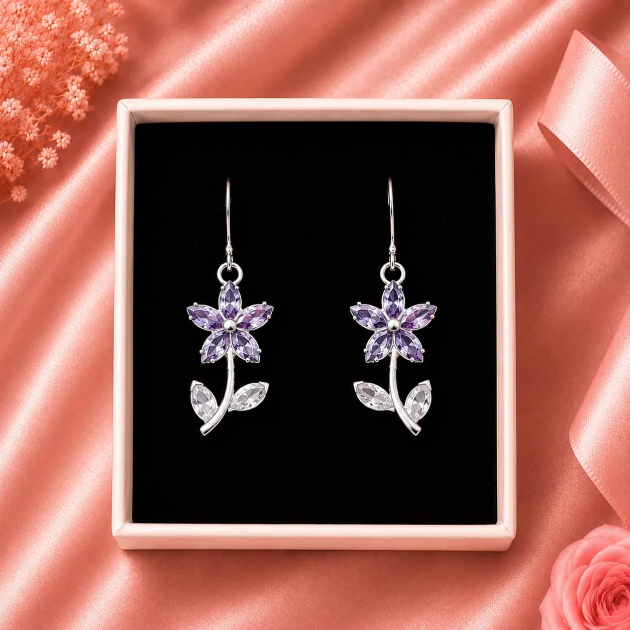 Pendientes flor de fantasia (lila)🌸💜