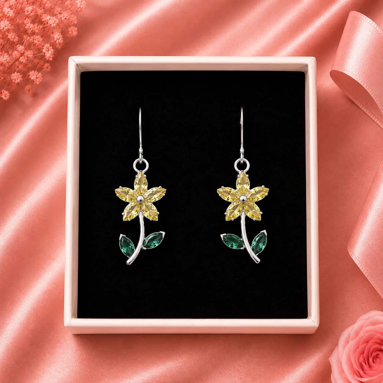Pendientes flor de fantasia (amarillos)🌸💛
