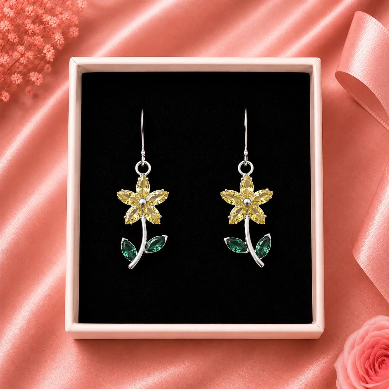 Pendientes flor de fantasia (amarillos)🌸💛