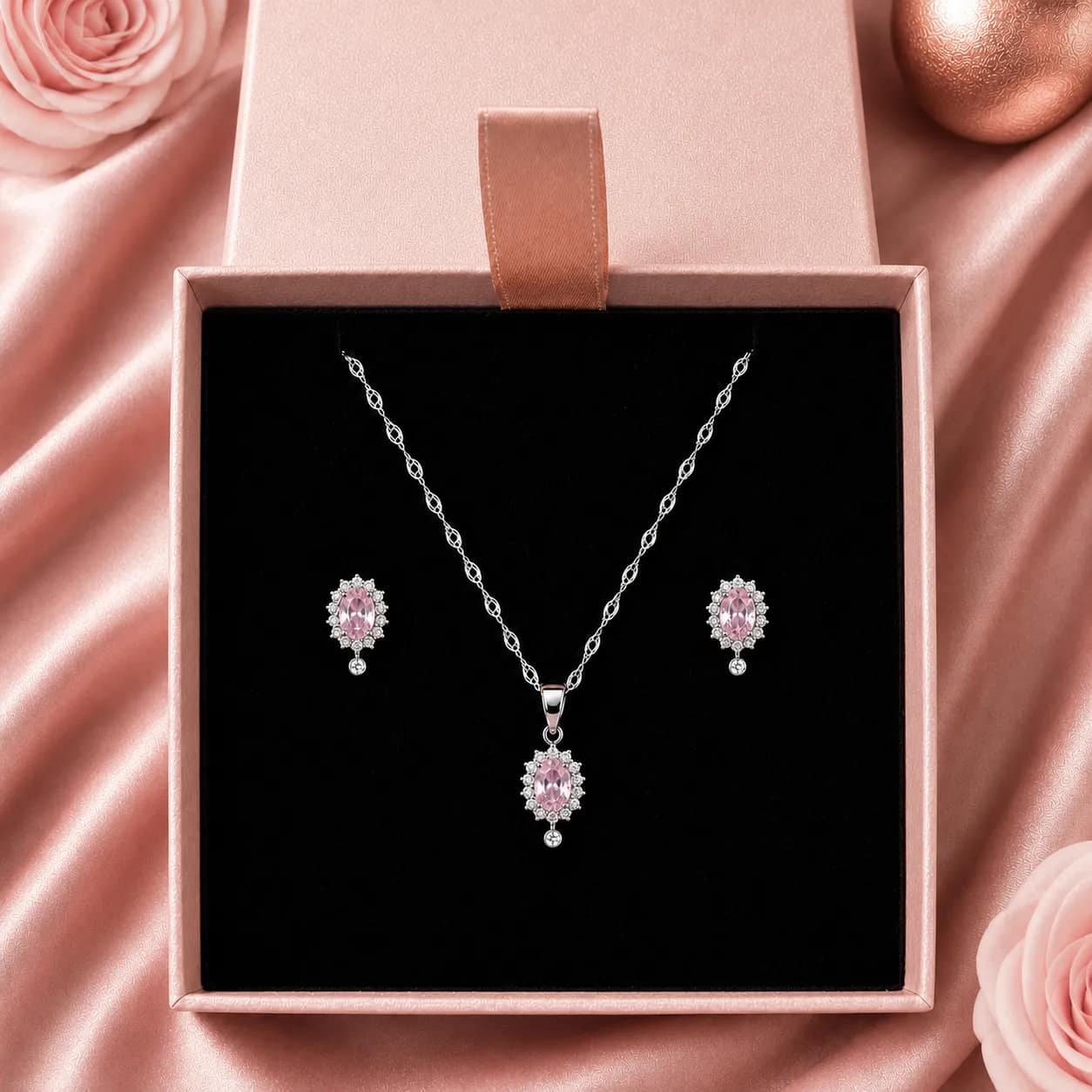 Conjunto Clásico Oval Rosa 🩷💎