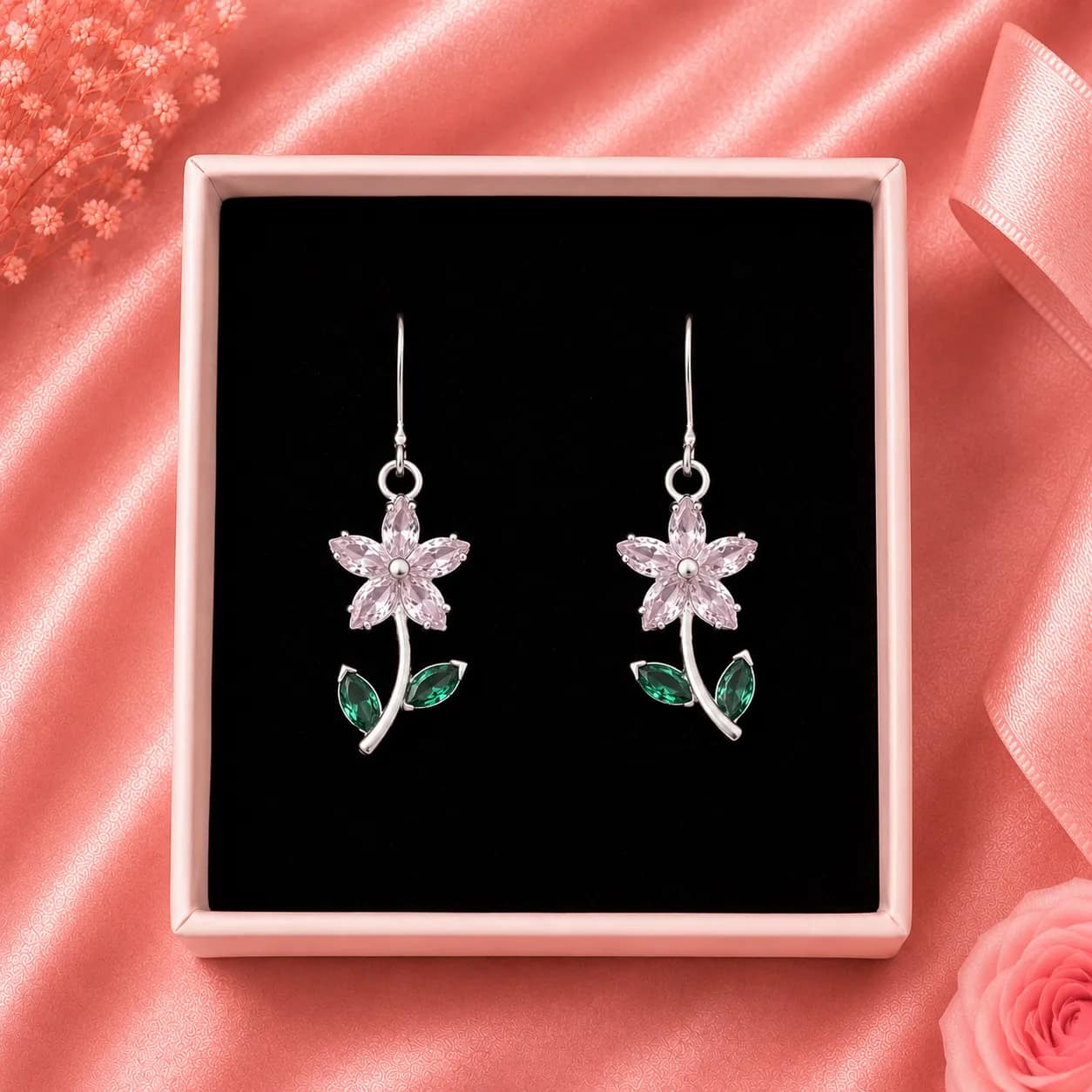 Pendientes flor de fantasia 🌸🤍
