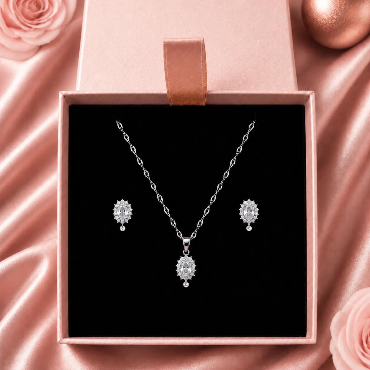 Conjunto Clásico Oval Cristal🤍💎