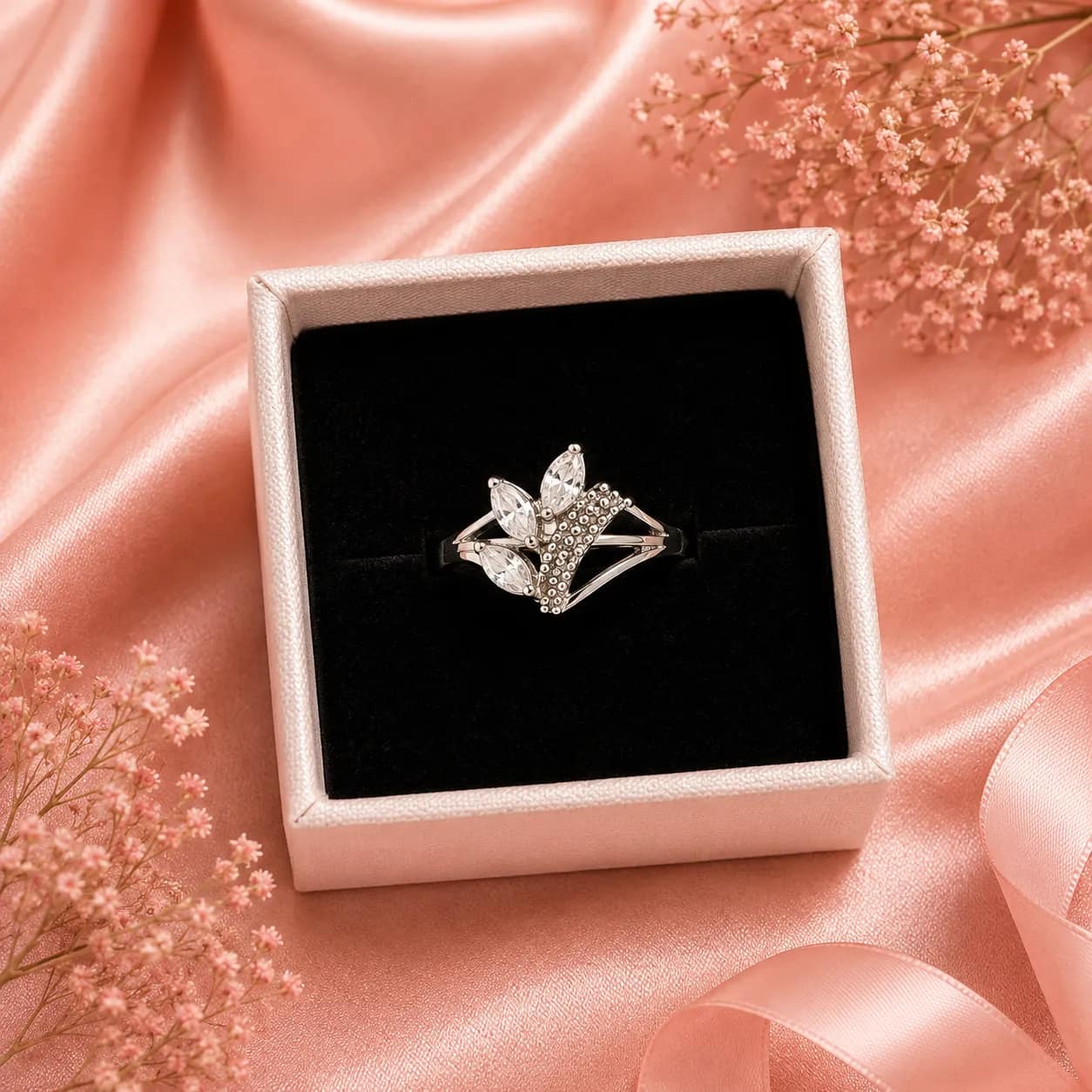 Anillo Flor de 3 pétalos brillante✨