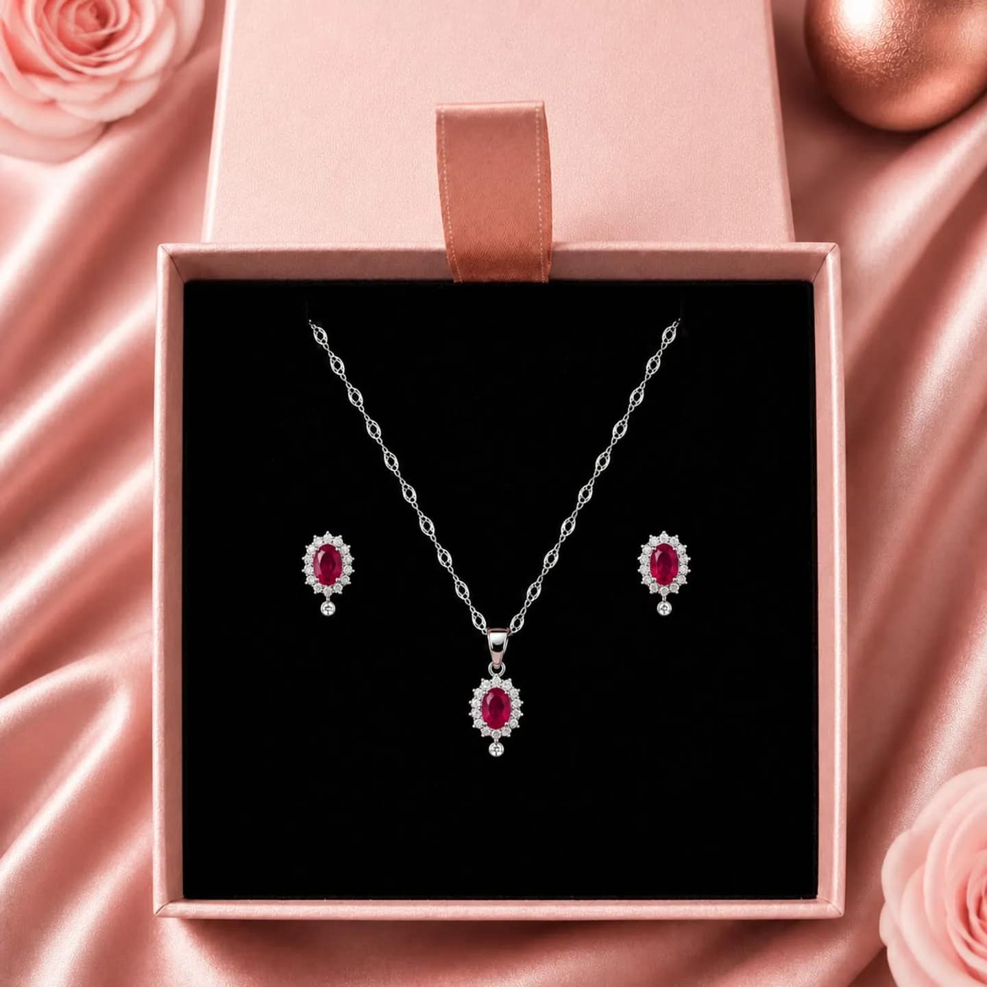 Conjunto Clásico Oval Rojo ❤️