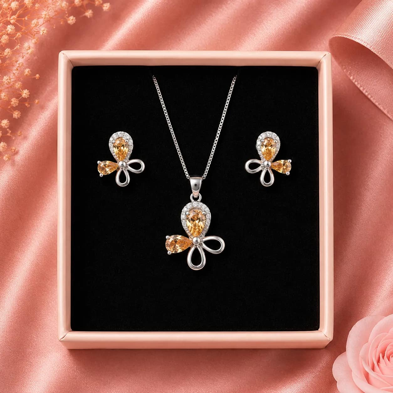 Conjunto Lazo de amor (naranja)🧡
