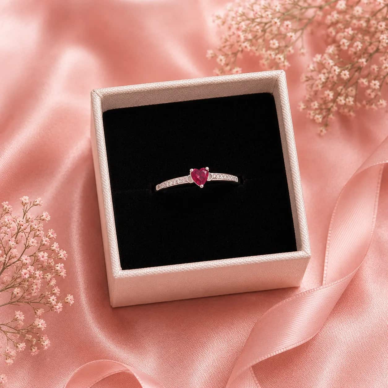 Anillo delgado corazón rojo ❤️