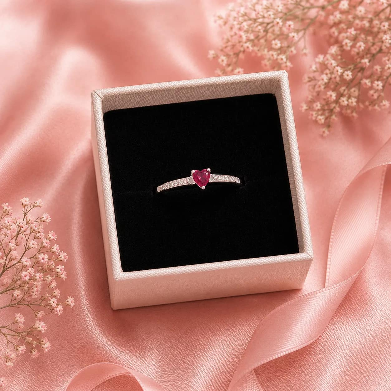 Anillo delgado corazón rojo ❤️